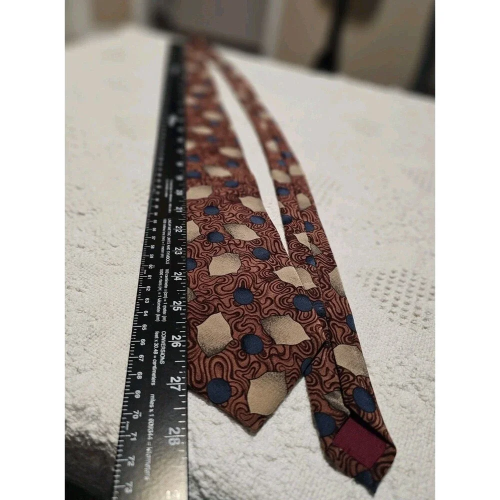 Barry Wells Wonder Crepe Silk Tie Vintage Geometric Polka Dot Men's Necktie USA